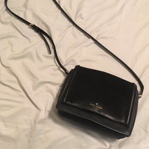 Kate Spade Black Leather Crossbody with Suede Flap